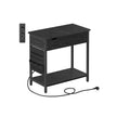 Seitentisch - Nachttisch - mit Klapptisch -Tisch und Steckdosen - Vintage Brown / Schwarz