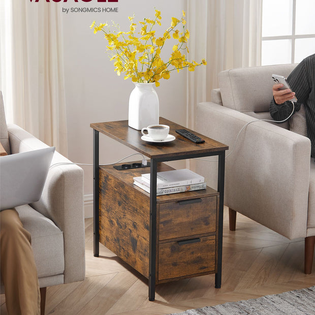 Nachttisch mit Schublade - Moderner Beistelltisch für Schlafzimmer oder Wohnzimmer (3)