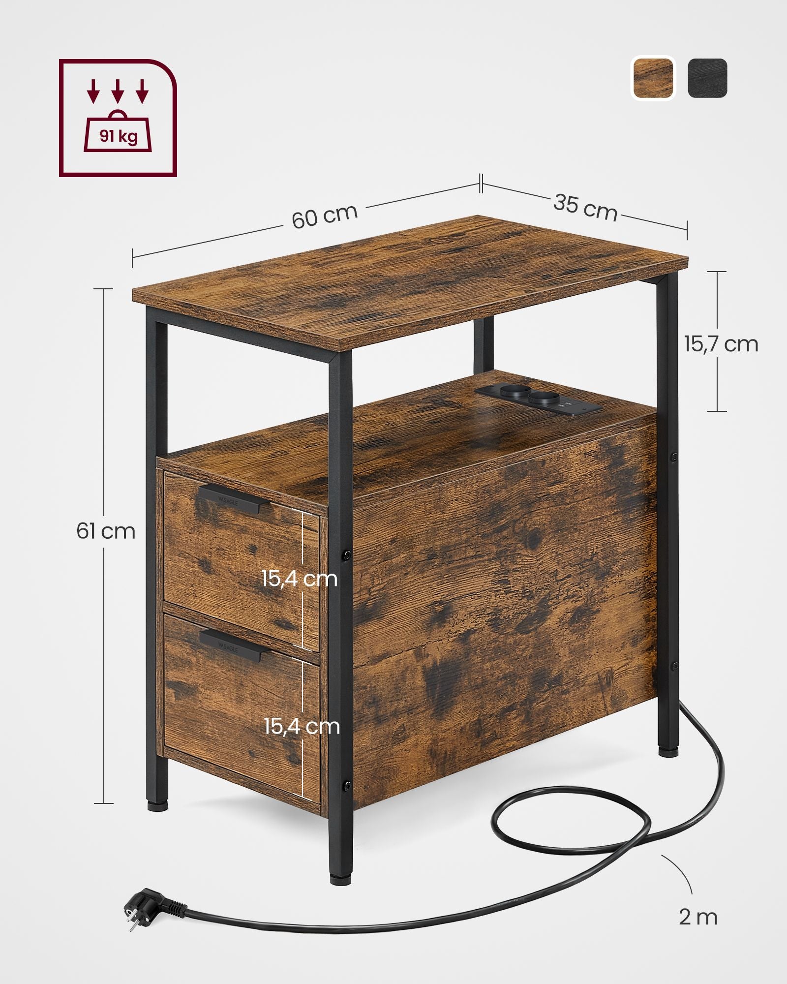 Nachttisch mit Schublade - Moderner Beistelltisch für Schlafzimmer oder Wohnzimmer (3)