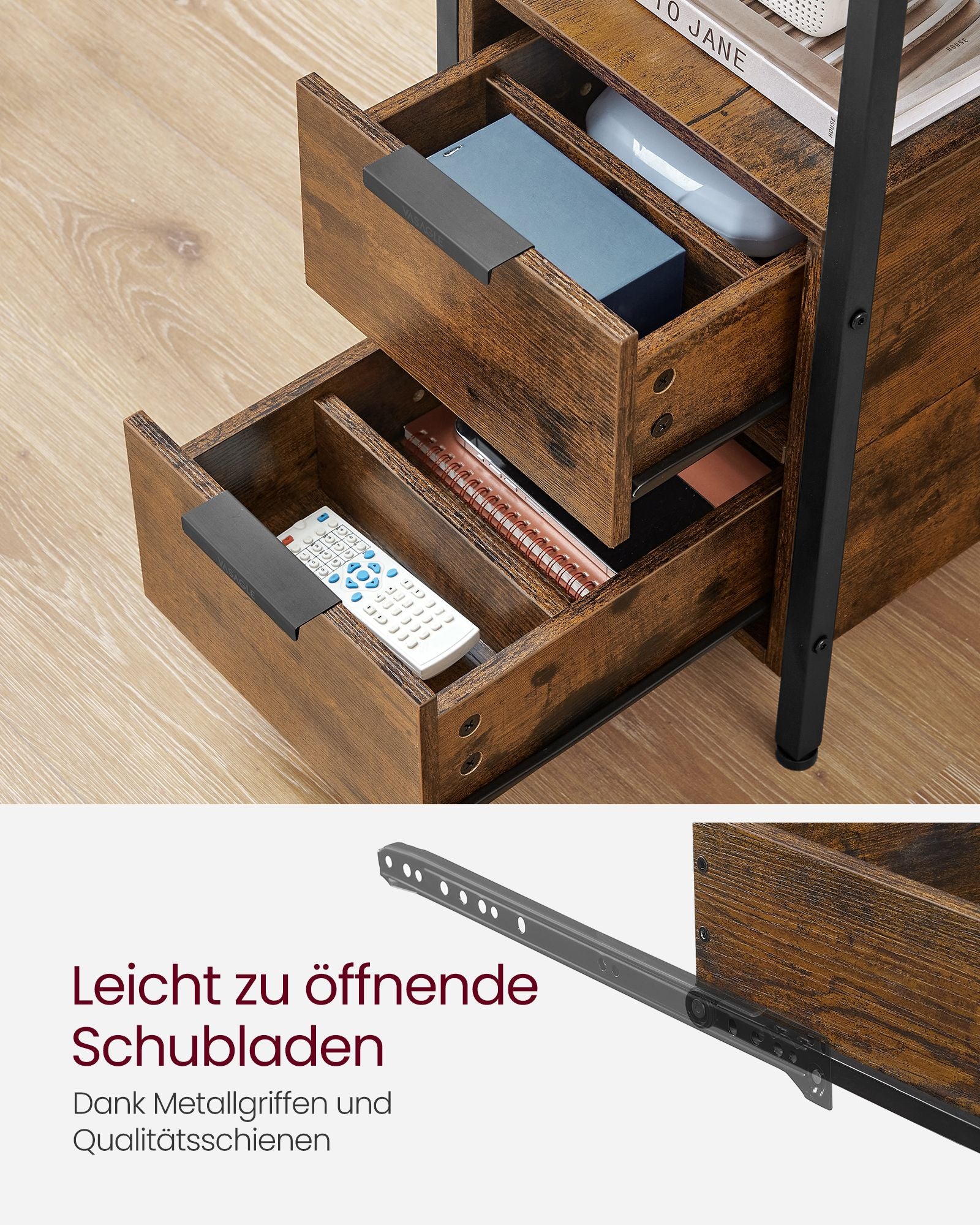 Nachttisch mit Schublade - Moderner Beistelltisch für Schlafzimmer oder Wohnzimmer (3)