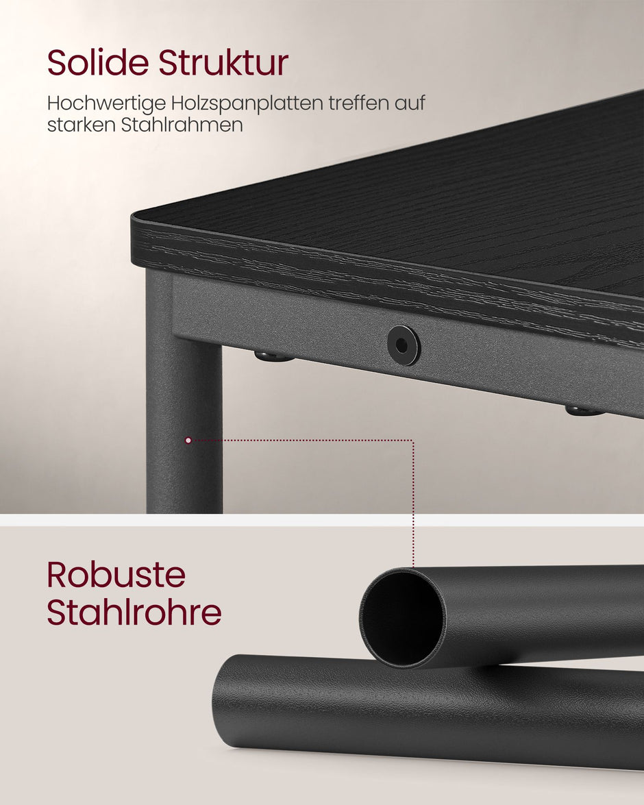 Seitentisch - mit 3 Regalen - schmal - Ebony Black & Tinte -Black