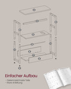 Seitentisch - mit 3 Regalen - schmal - Ebony Black & Tinte -Black