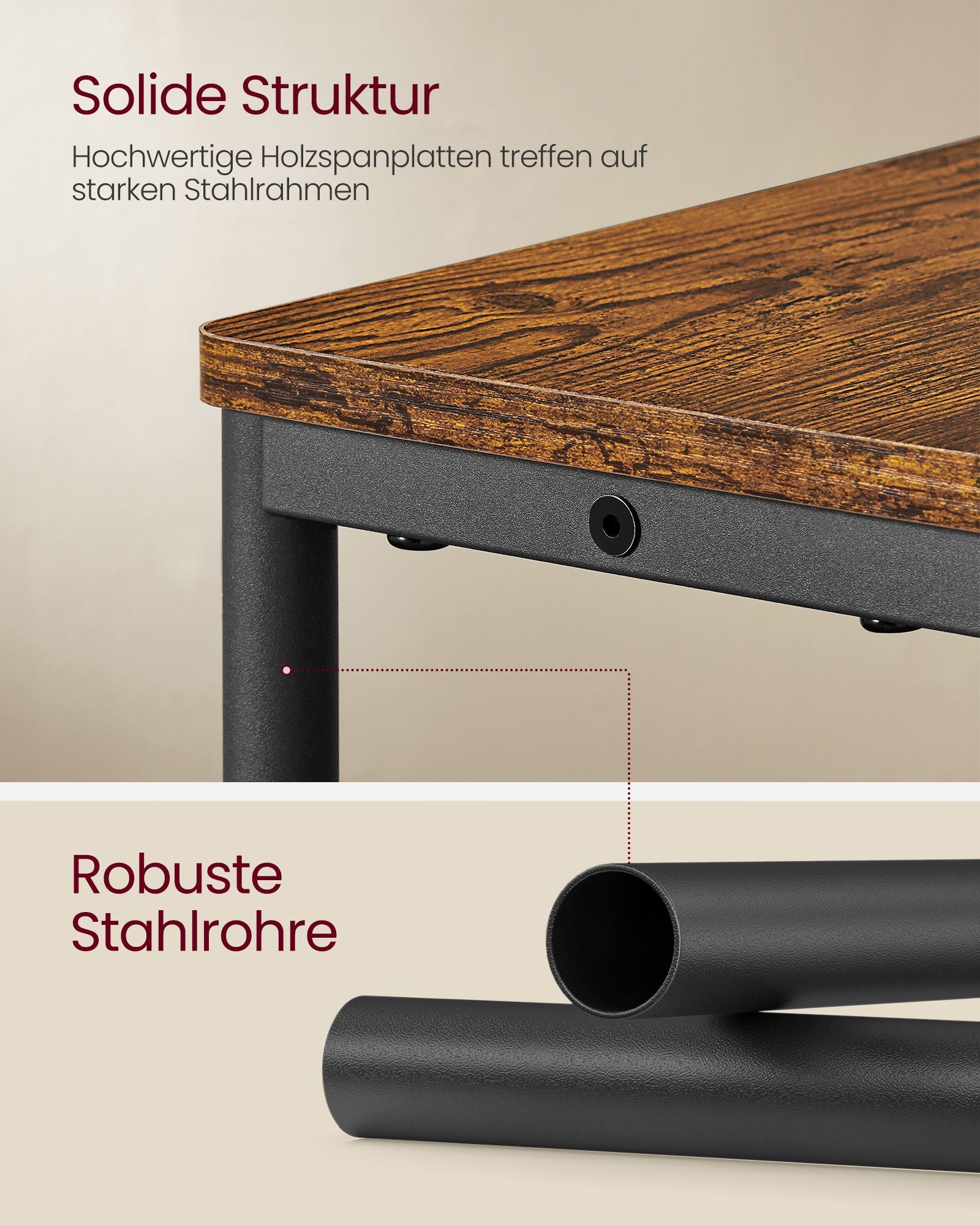Seitentisch-3 Regale-Narrow-Vintage-Brown-Ink-Schwarz