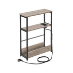 Seitentisch - mit 3 Regalen - schmal - Ebony Black & Tinte -Black