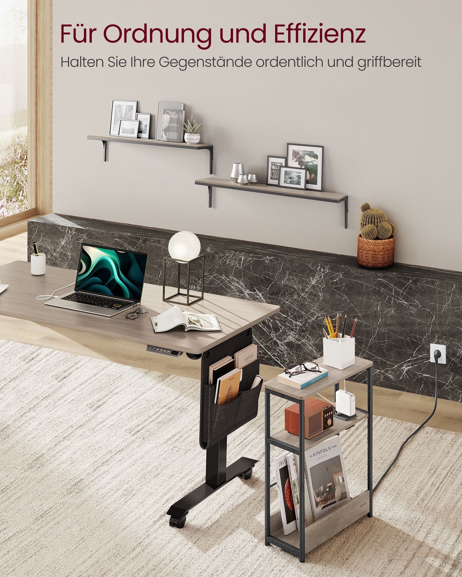 Beizertisch-3 Regale-Narrow-Brege Spotted-Ink Black Schwarz