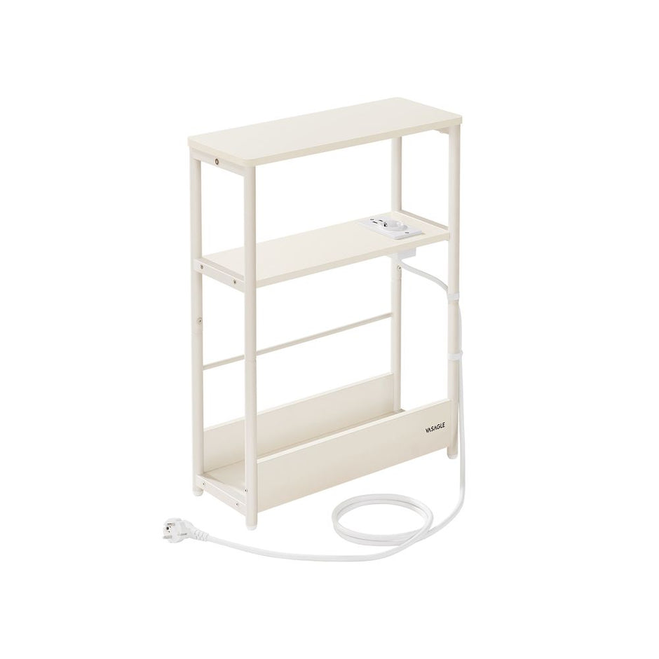 Seitentisch - mit 3 Regalen - schmal - Ebony Black & Tinte -Black