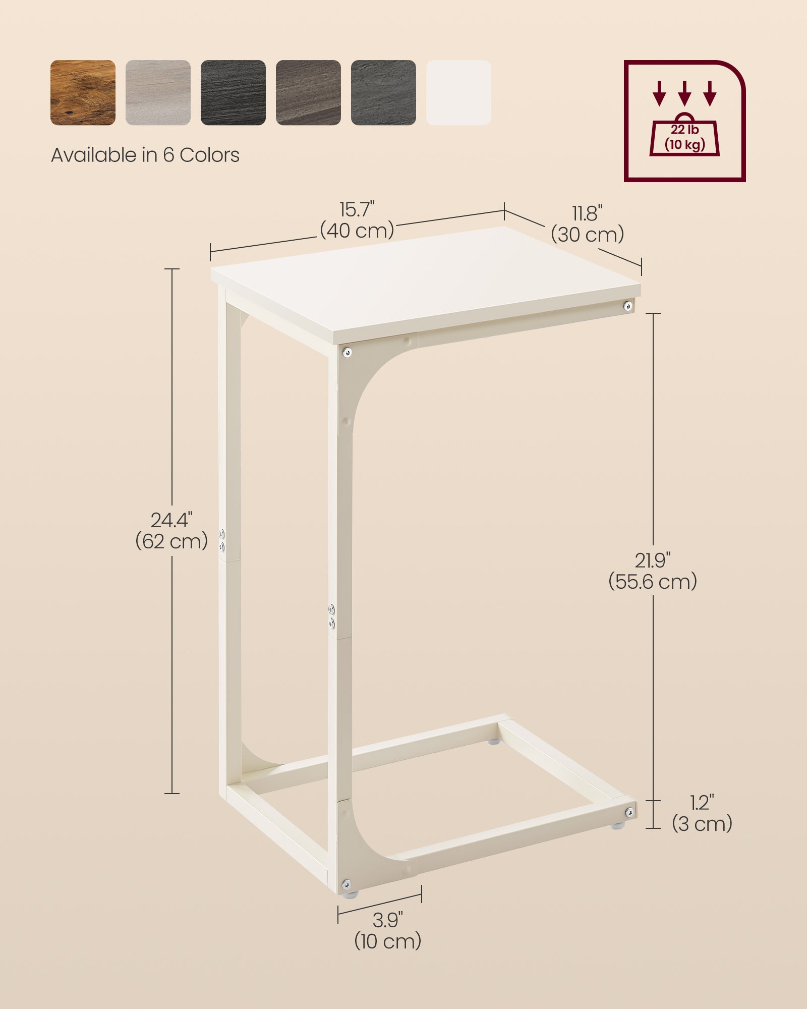 C-förmiger Beistelltisch mit stabilem Metallrahmen