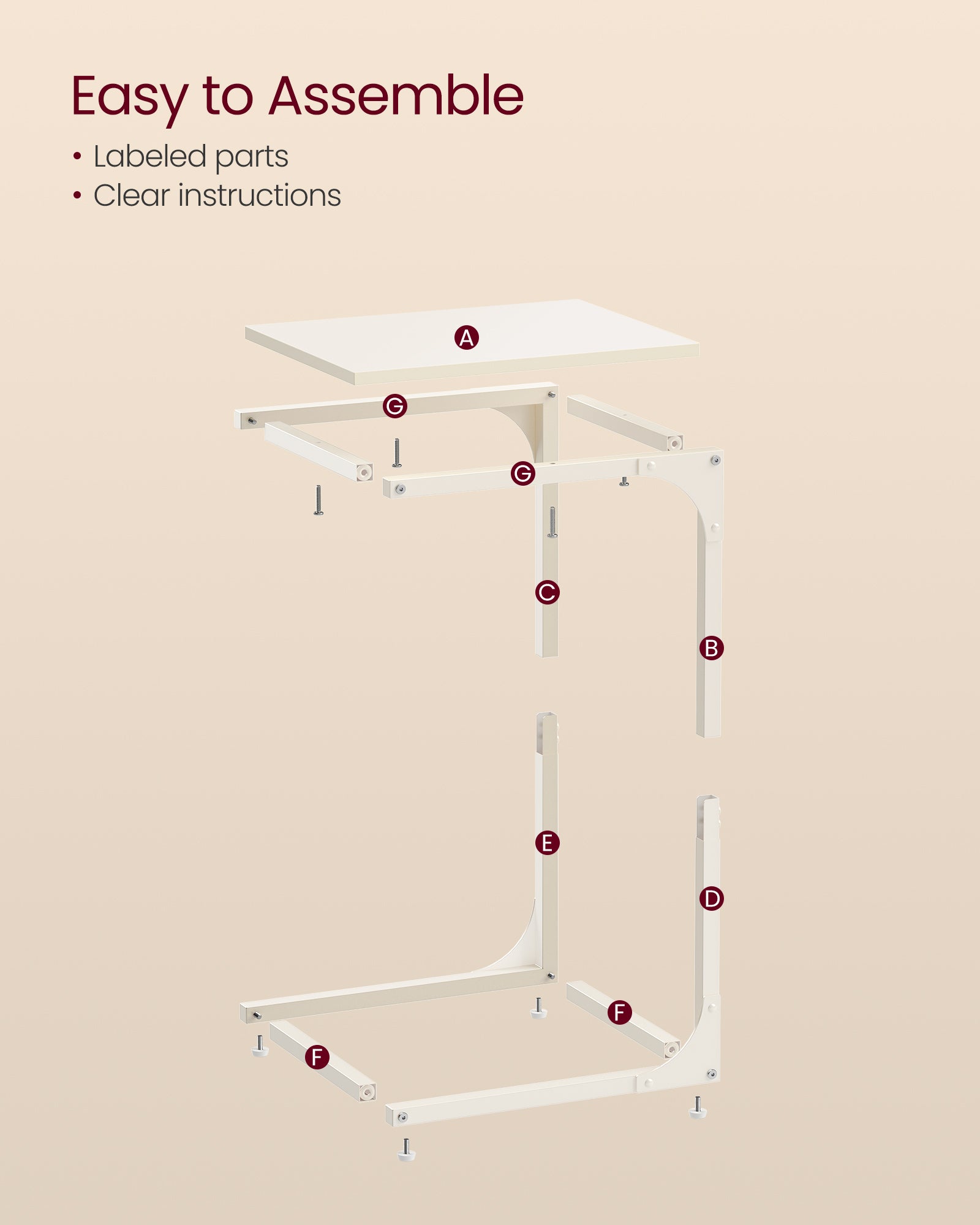 C-förmiger Beistelltisch mit stabilem Metallrahmen
