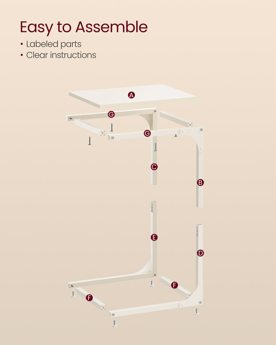 C-förmiger Beistelltisch mit stabilem Metallrahmen