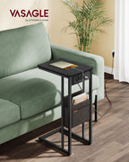 C-förmige Seitentabelle-2 Sockets-Ebony Schwarz