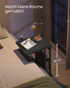 C-förmige Seitentabelle-2 Sockets-Ebony Schwarz