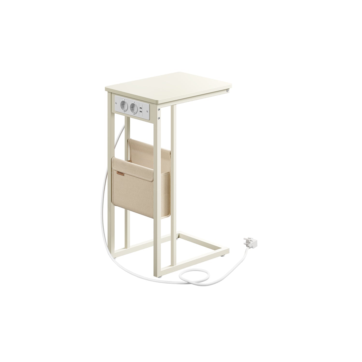 C-förmige Seitentabelle-2 Sockets-Ebony Schwarz