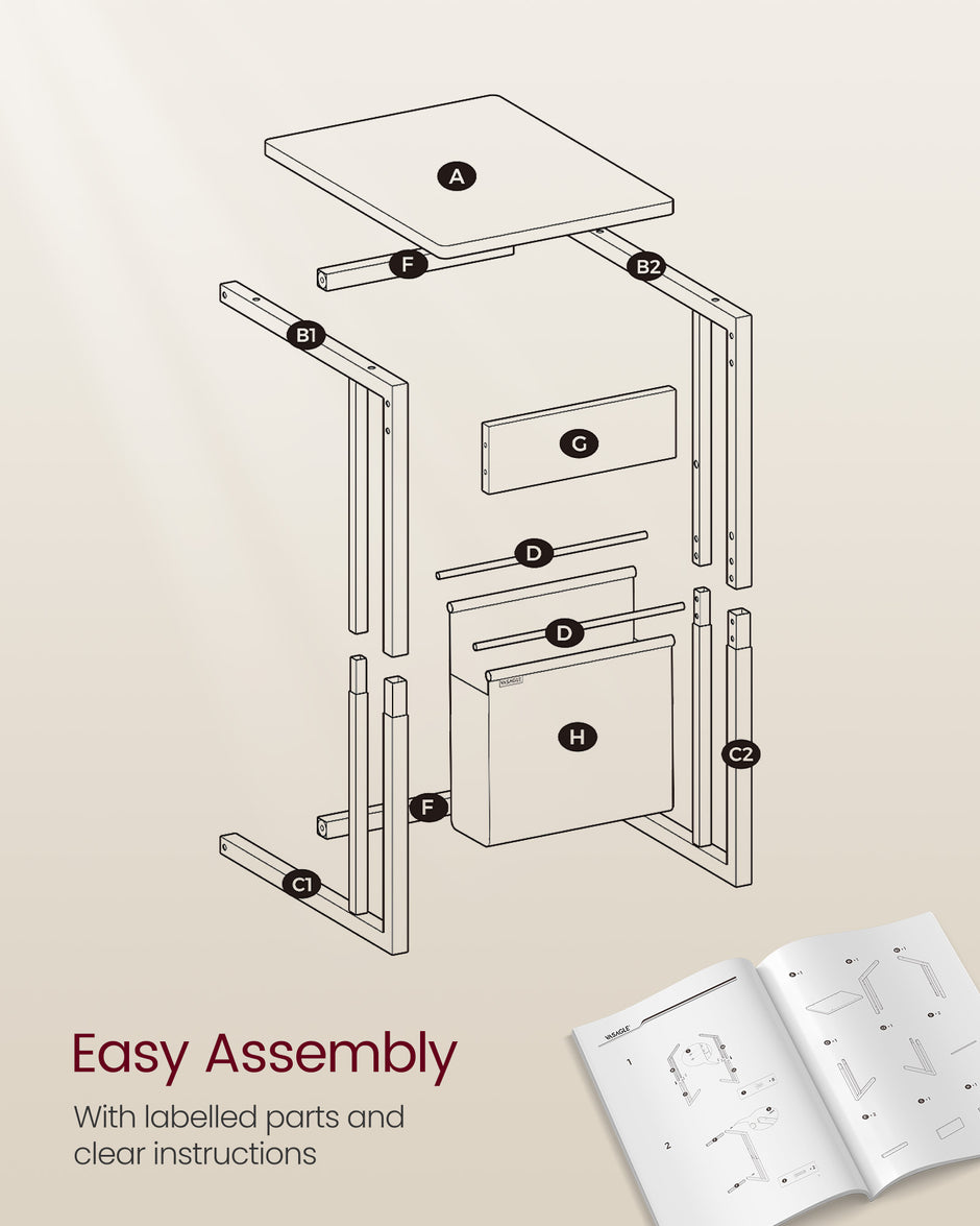 C-förmiger Beistelltisch-Storage Bag-Ebony Schwarz