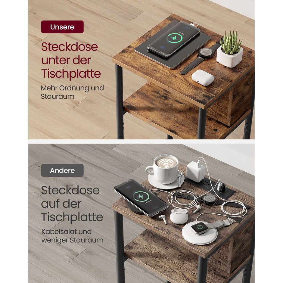 Nachttisch mit Steckdose