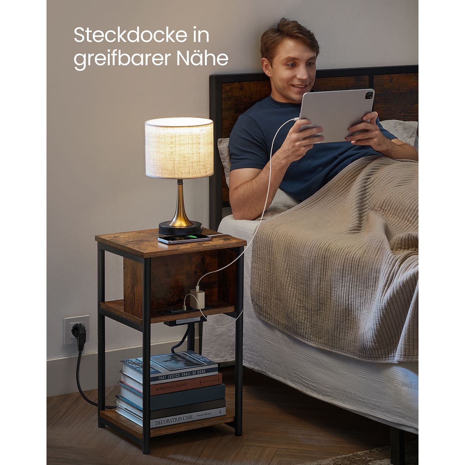 Nachttisch mit Steckdose