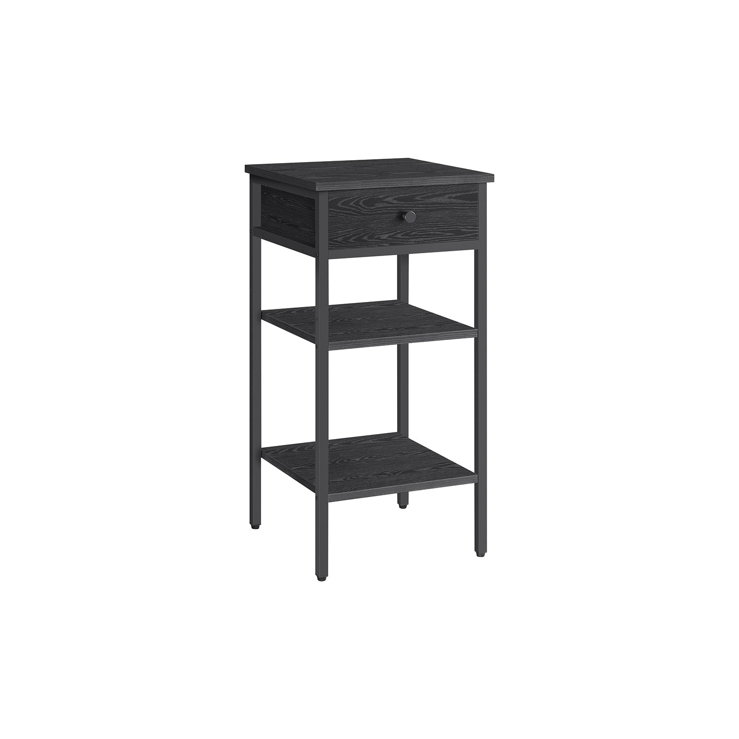 Nachttisch - Beistelltisch - mit Schubladen und 2 Regalen - 35 x 35 x 70 cm - Vintage Braun/Schwarz