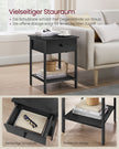 Nachtkastje - Set van 2 - Met Lade en Plank - Industrieel Design - Ebbenzwart