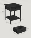 Nachtkastje - Set van 2 - Met Lade en Plank - Industrieel Design - Ebbenzwart