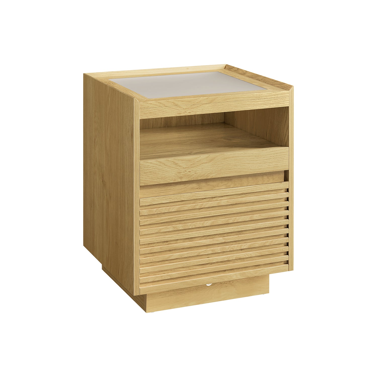 Nachttisch mit LED-Beleuchtung und ausziehbarer Tafel