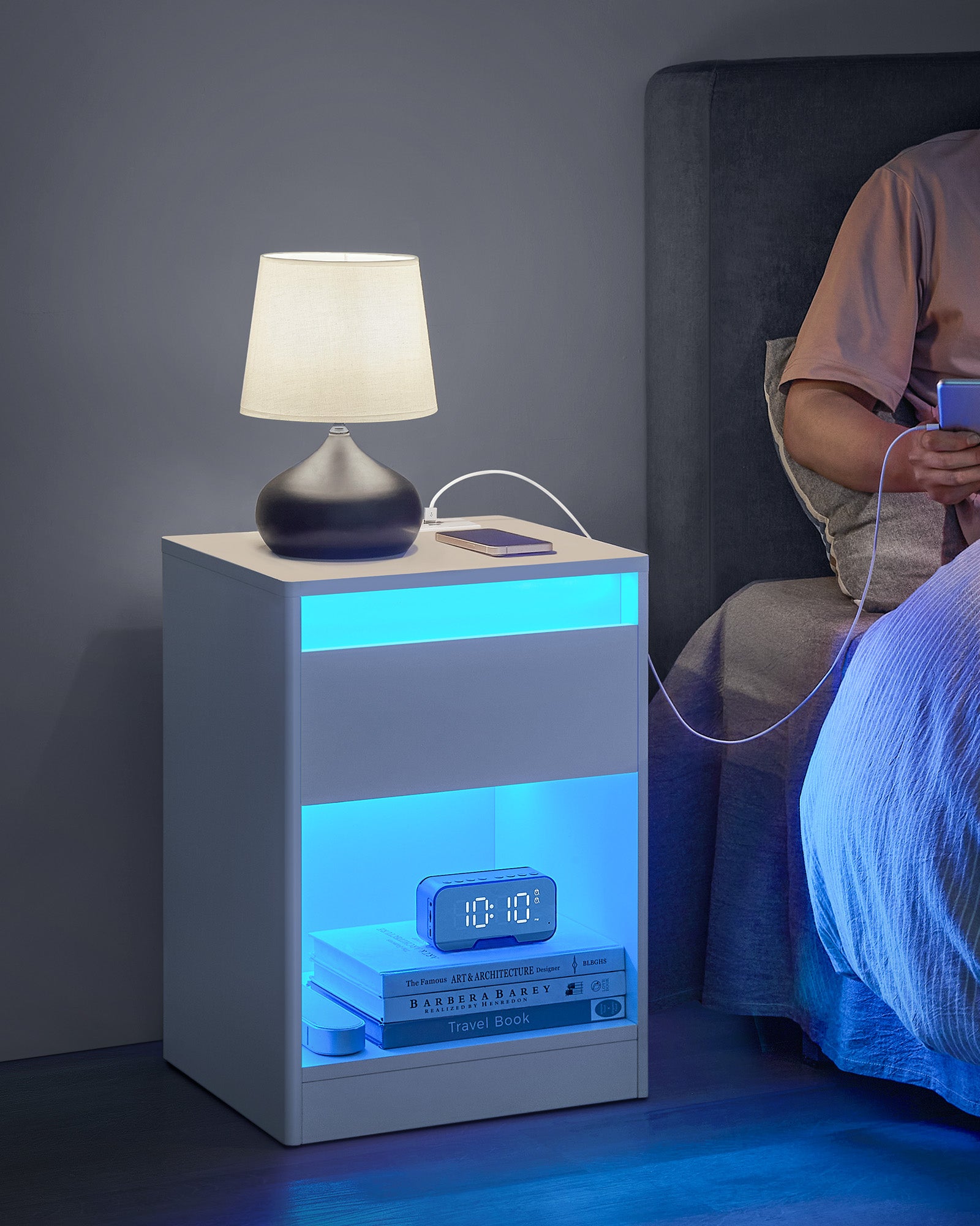 Nachttisch mit LED -Beleuchtung moderner Wolkwit