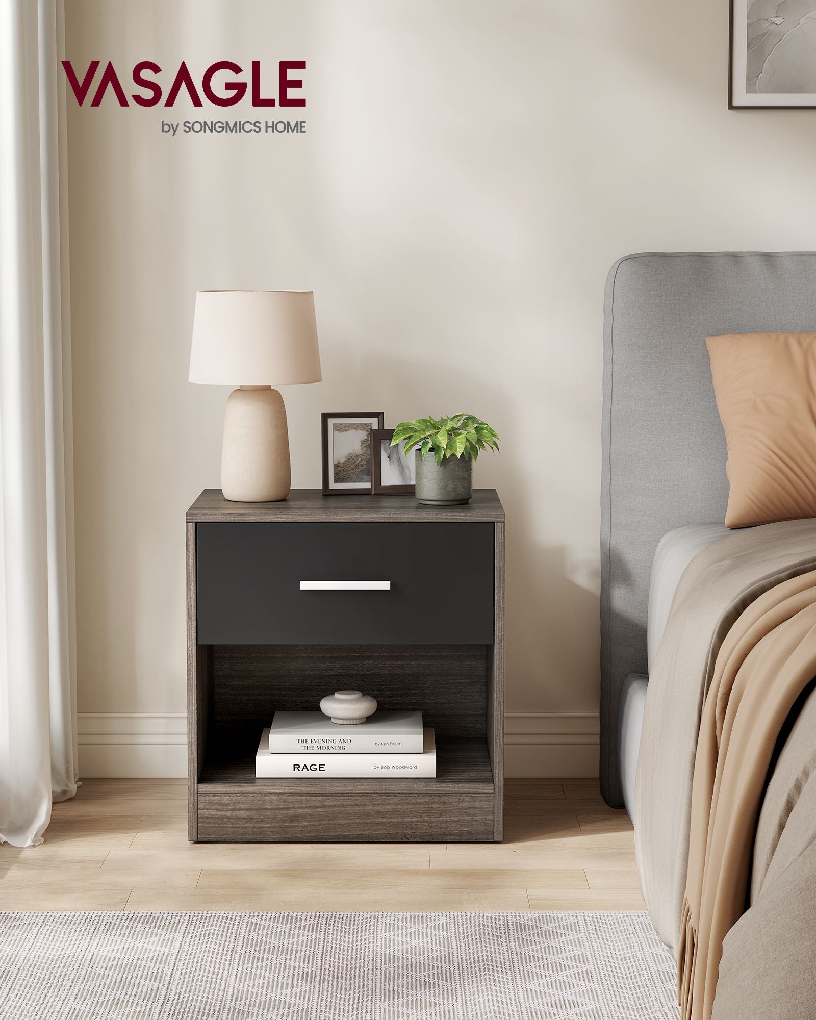 Seitentisch mit Schubladen-Schlafzimmer-Chestnut-Ink Zwart