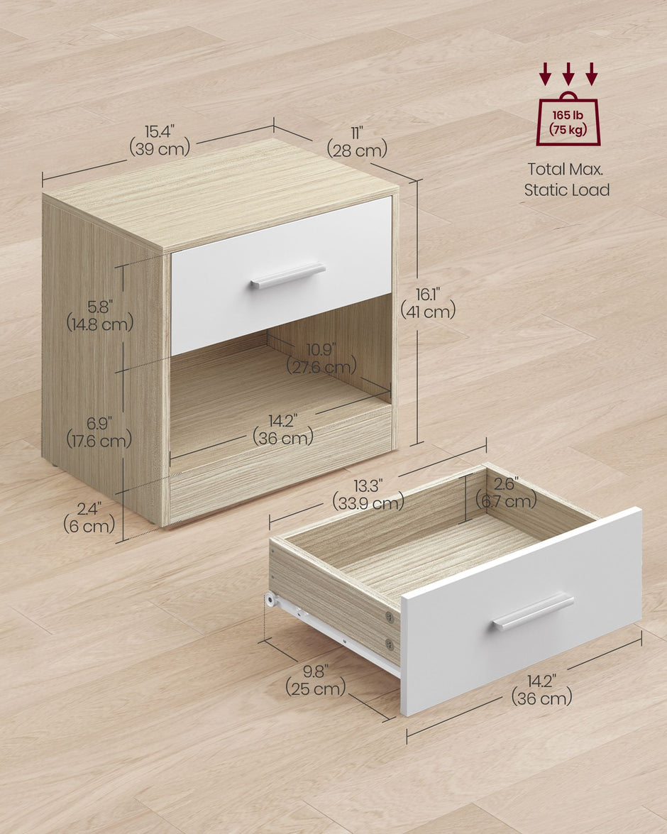 Nachttisch mit Schublade - Moderner Beistelltisch für Schlafzimmer oder Wohnzimmer (2)