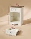 Nachtkastje - Met Stopcontact en USB - 2 Schuifladen - Wit en bruin - 40 x 30 x 59 cm