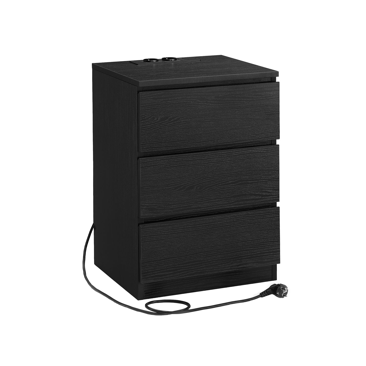 Seitentisch - mit 3 Schubladen - modern - Ebenholz schwarz