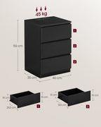 Seitentisch - mit 3 Schubladen - modern - Ebenholz schwarz