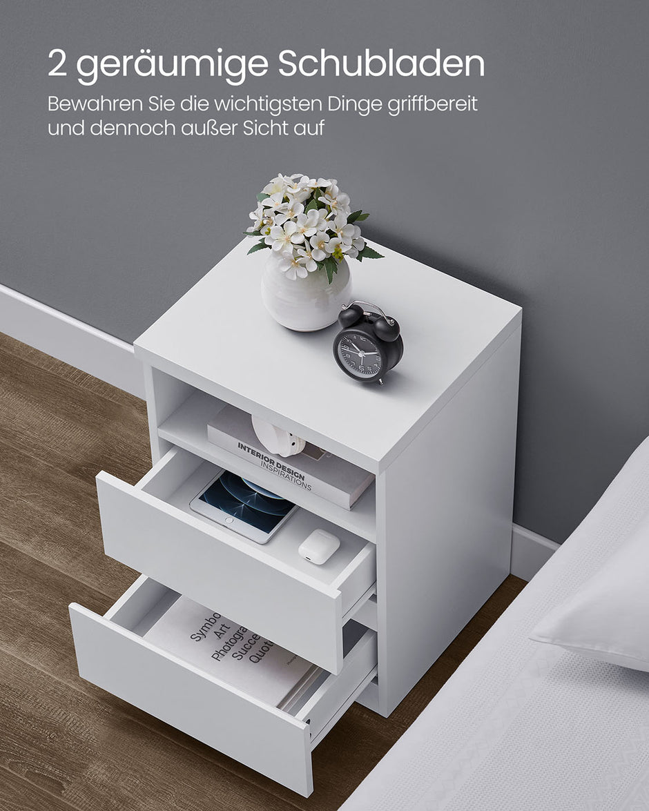 Nachttisch mit verstellbarer LED -Beleuchtung, Wolkwit