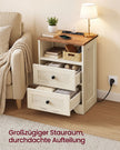 Nachtkastje - Met Stopcontact en USB - 2 Schuifladen - Wit en bruin - 40 x 30 x 59 cm