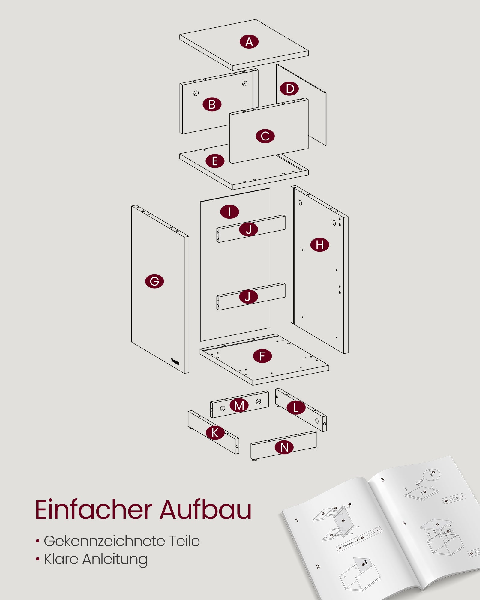 Schmaler Nachttisch mit 2 Schubladen in Ebenholzschwarz