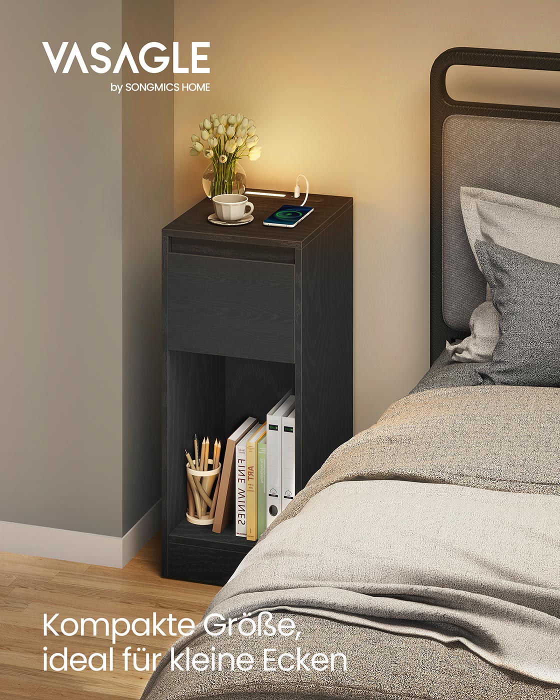 Nachttisch - LED -Beleuchtung - USB -Anschlüsse - Schublade - Modell 3