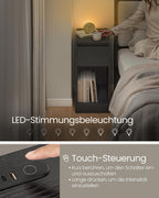 Nachttisch - LED -Beleuchtung - USB -Anschlüsse - Schublade - Modell 3