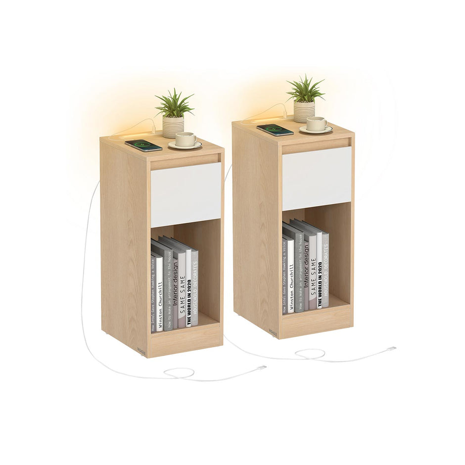 Nachttisch - LED -Beleuchtung - USB -Anschlüsse - Schublade - Modell 4