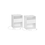 Nachttisch -Set von 2 mit Ladefunktion und Schublade Matt White