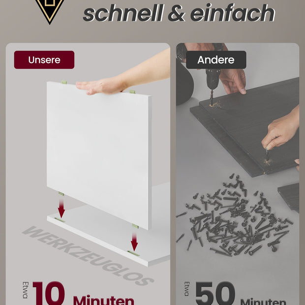 Nachttisch -Set von 2 mit Ladefunktion und Schublade Matt White