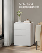Nachttisch - mit 3 Schubladen - Matt White & Cappuccinobege