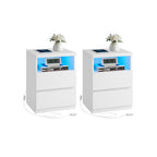 Nachttisch -Set von 2 mit verstellbarer LED -Beleuchtung, Wolkwit