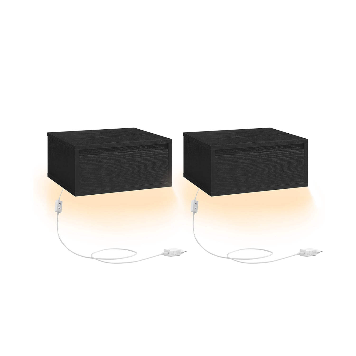 Hängende Wandregal -Set von 2 Schwarz