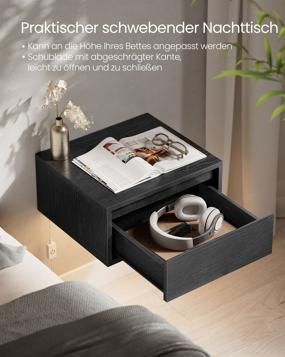 Hängende Wandregal -Set von 2 Schwarz