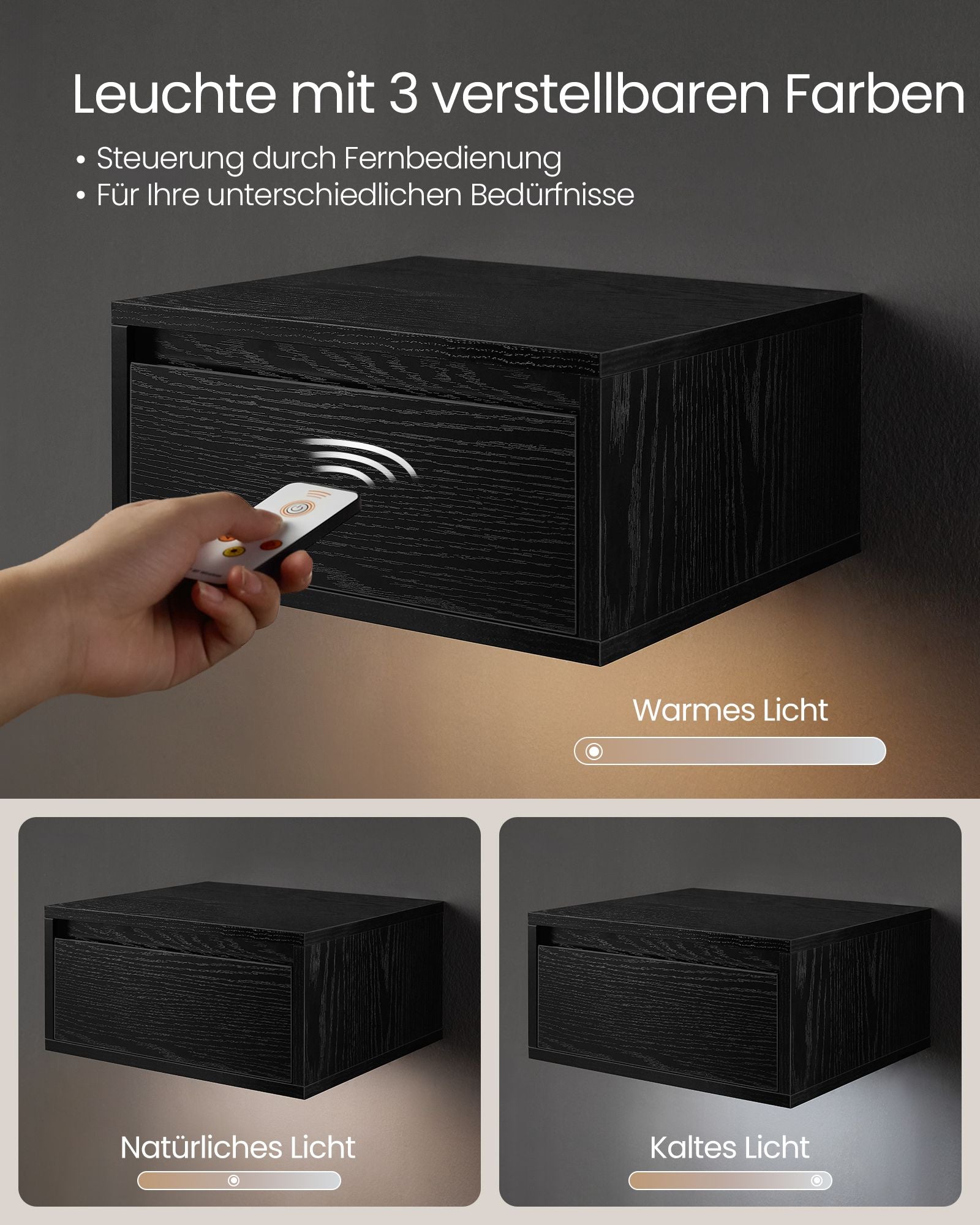 Hängende Wandregal -Set von 2 Schwarz