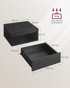 Hängende Wandregal -Set von 2 Schwarz