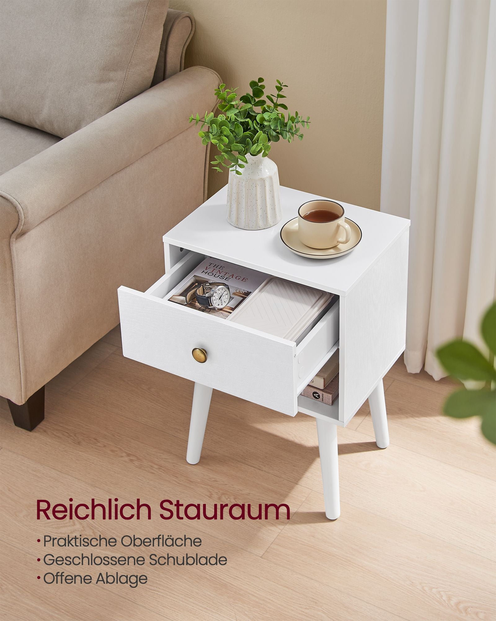 Nachttisch -Set von 2 mit Schubladen und Brett