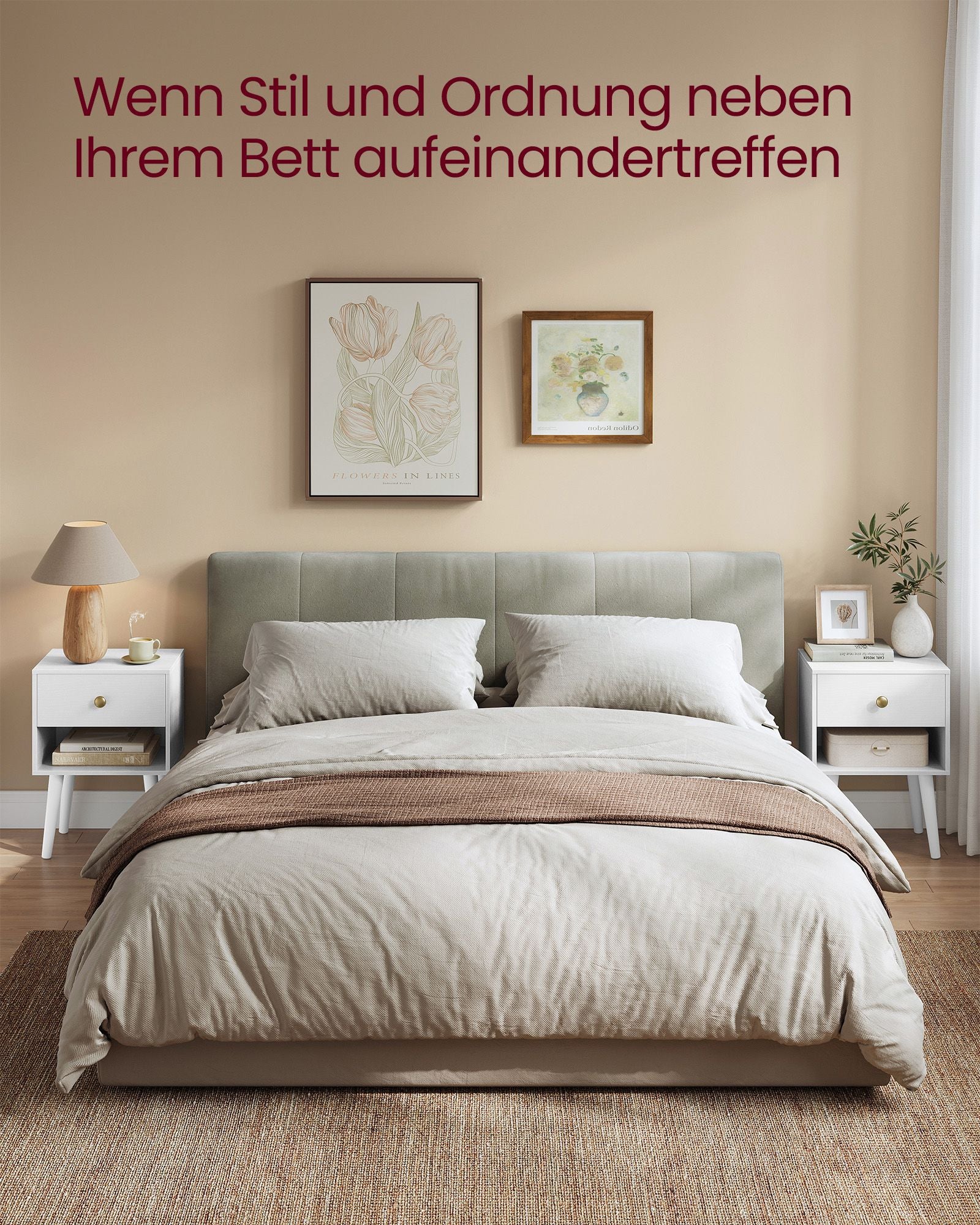 Nachttisch -Set von 2 mit Schubladen und Brett