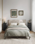 Schmaler Nachttisch -Set von 2 mit Schubladen in Ebenholzschwarz