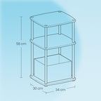 Seitentisch mit 3 Regalen - 30 x 34 x 58 cm, Schneewittchen