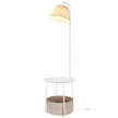 Nachtkastje met Staande Lamp - 3-in-1 met Ablage en Stoffen Mand - Wit - 45 cm