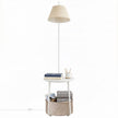 Nachtkastje met Staande Lamp - 3-in-1 met Ablage en Stoffen Mand - Wit - 45 cm