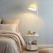 Nachtkastje met Staande Lamp - 3-in-1 met Ablage en Stoffen Mand - Wit - 45 cm